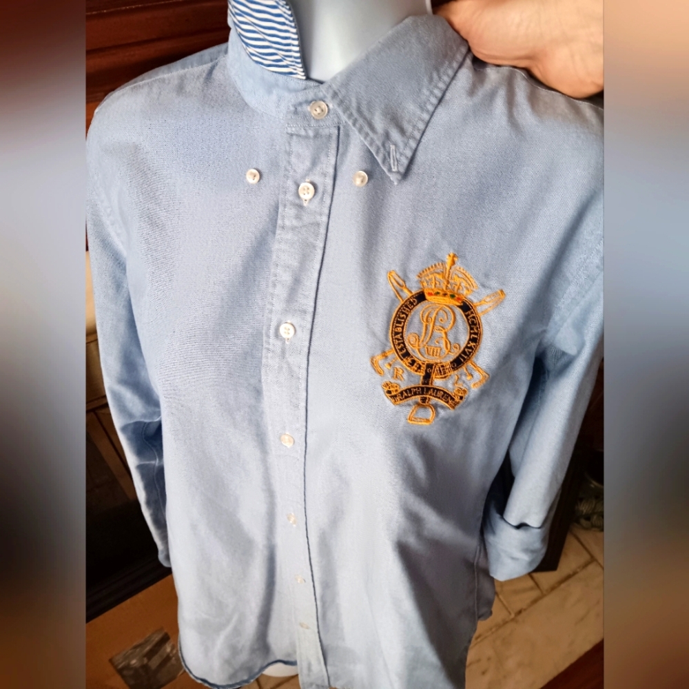 Ralph Lauren Light Blue Shirt with Gold Crest